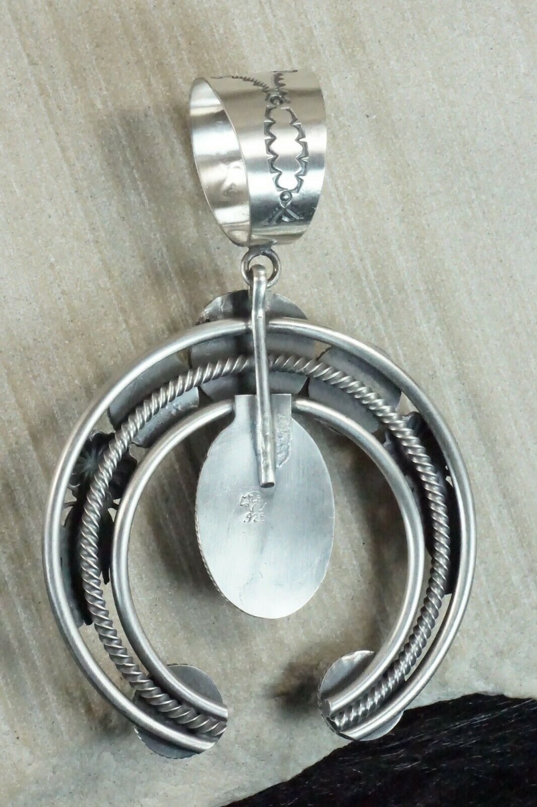 Turquoise, Spiny Oyster & Sterling Silver Naja Pendant - Raymond Delgarito