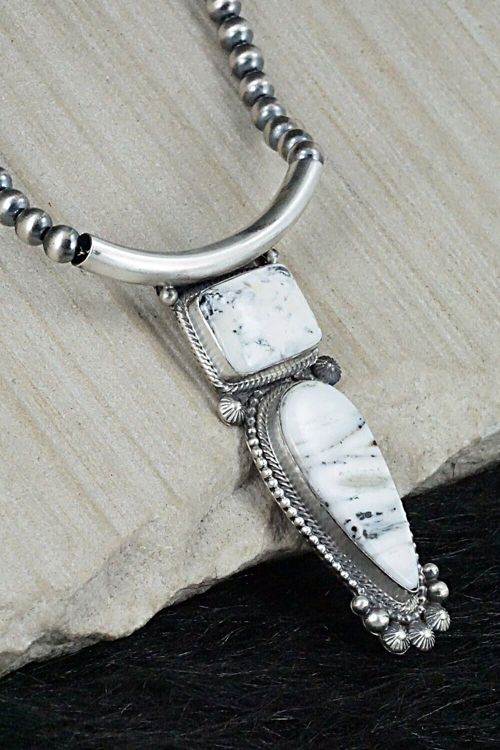 White Buffalo & Sterling Silver Necklace - Tom Lewis