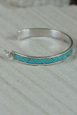 Zuni Turquoise & Sterling Silver Hoop Earrings - Claudine Haloo - High Lonesome Trading