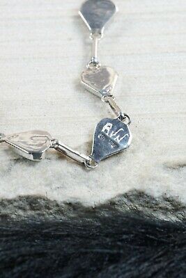 Zuni Turquoise & Sterling Silver Heart Link Bracelet - Velda Nastacio