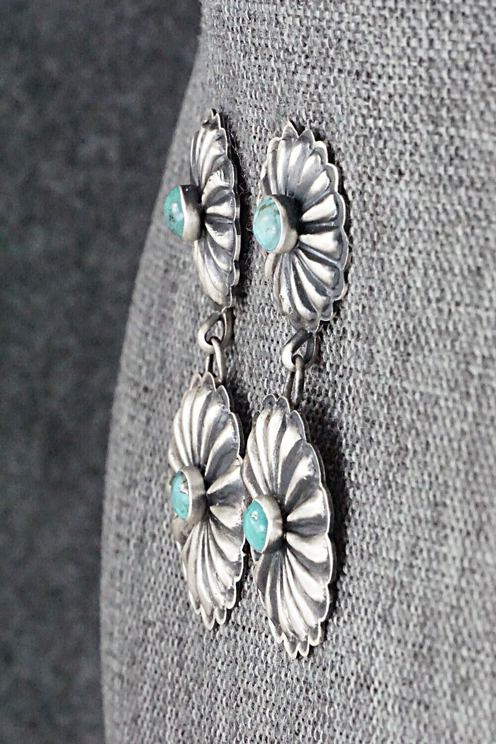 Turquoise and Sterling Silver Earrings - Eugene Charley