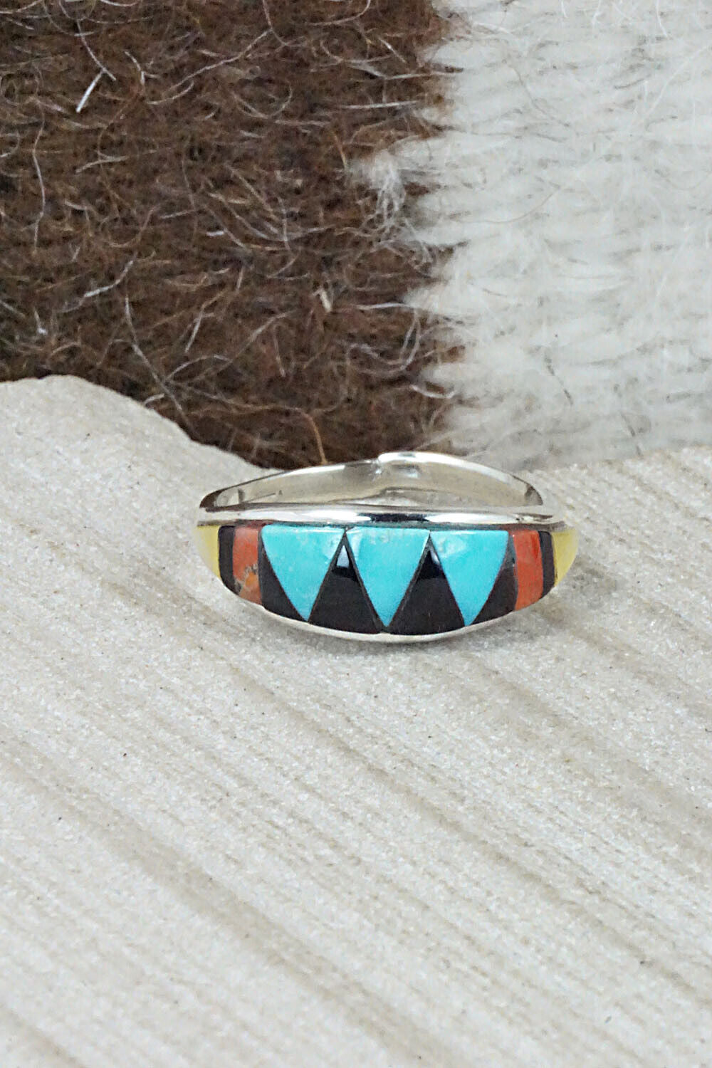 Multi Stone & Sterling Silver Ring - Cena Hernandez - Size 7.5