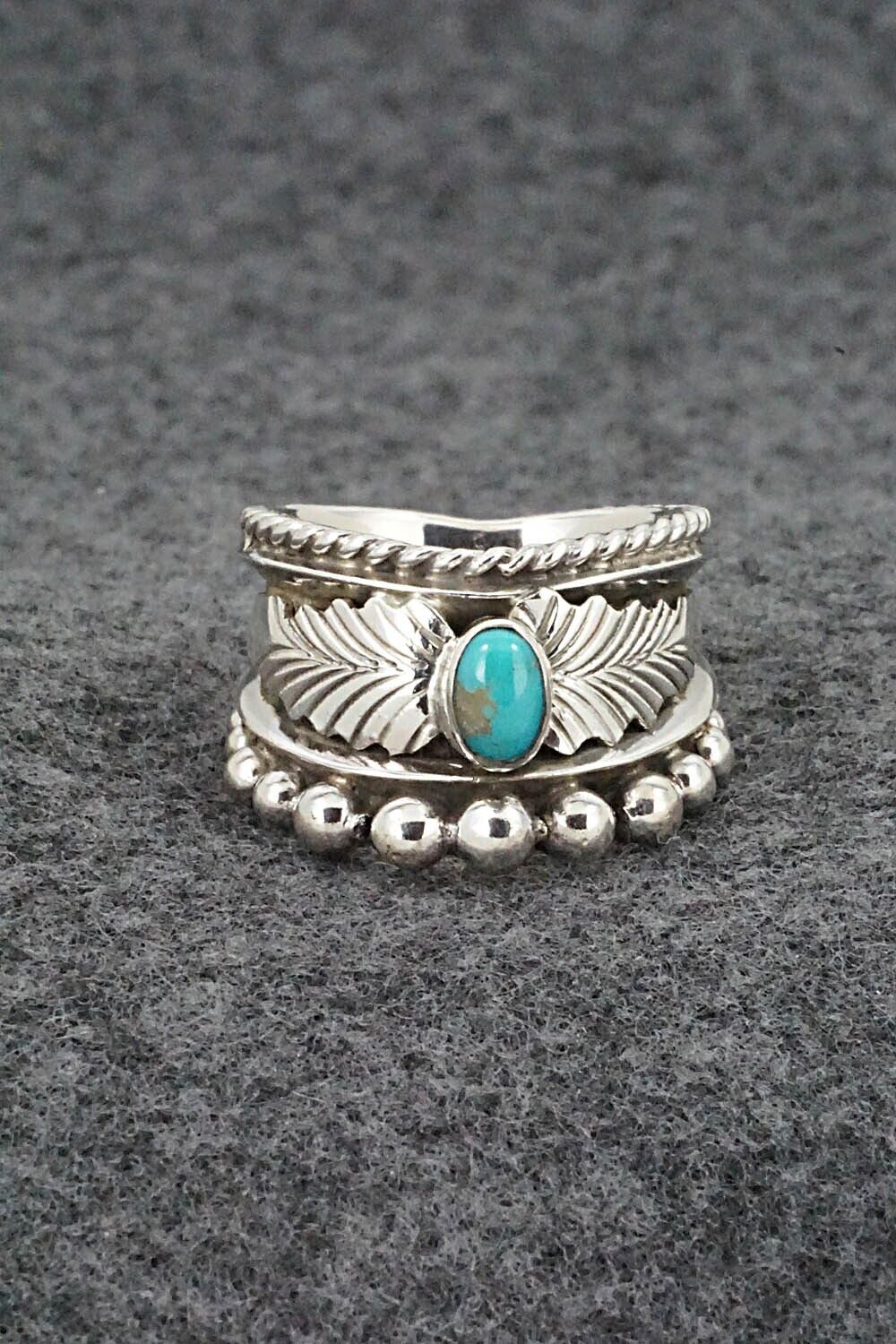 Turquoise & Sterling Silver Ring - Tom Lewis - Size 7.75