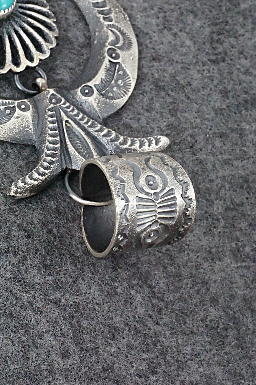 Turquoise and Sterling Silver Naja Pendant - Eva Cayatineto