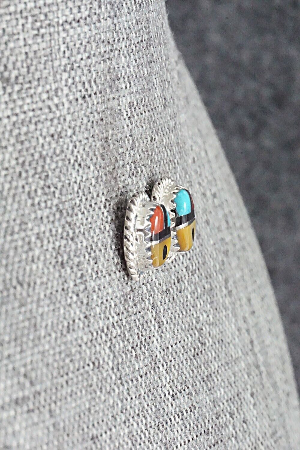 Multi Stone Inlay & Sterling Silver Earrings - Elvira Kiyite