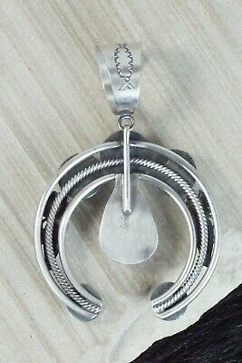 Turquoise, Spiny Oyster & Sterling Silver Pendant - Navajo