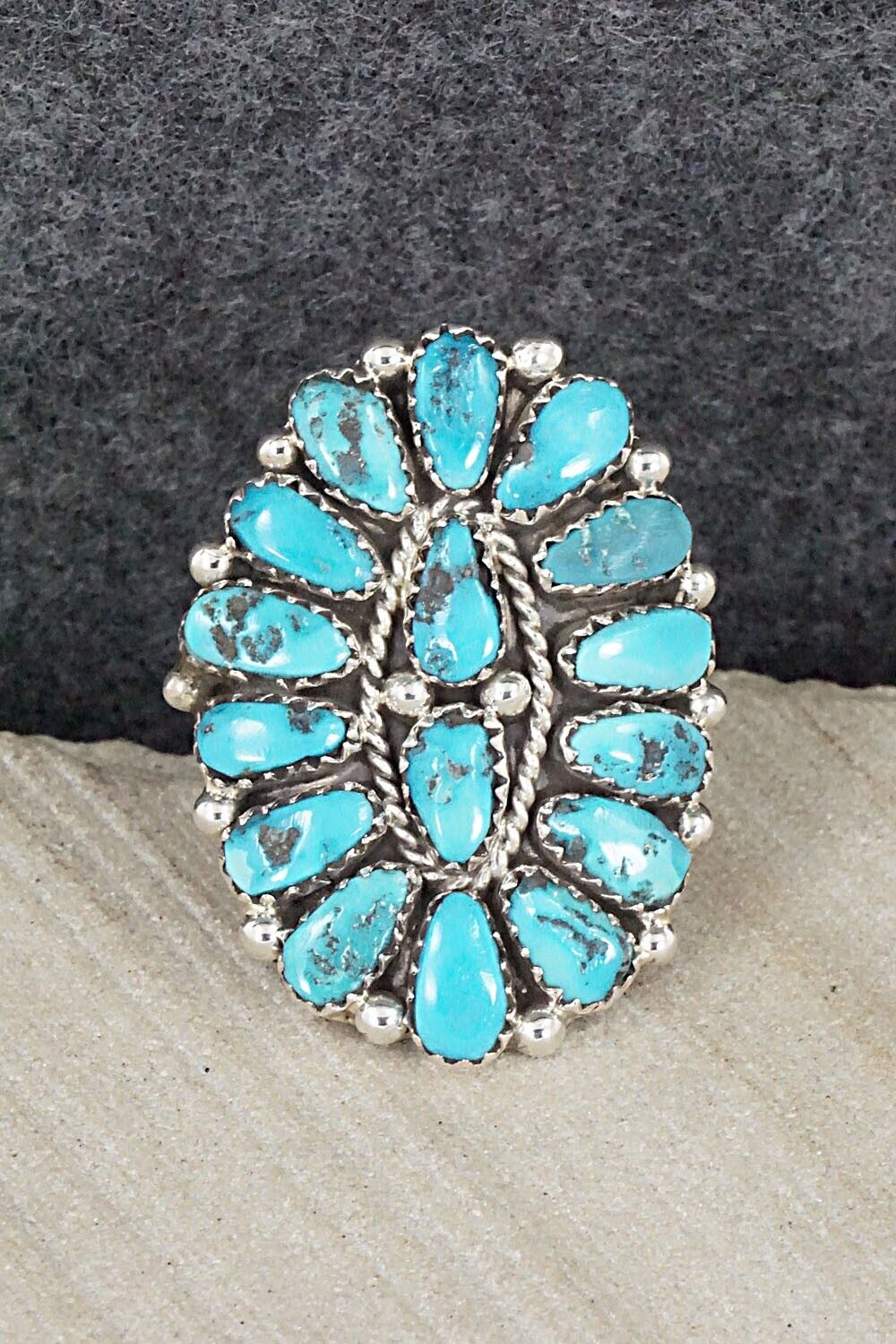 Turquoise and Sterling Silver Ring - Justina Wilson - Size 6.25