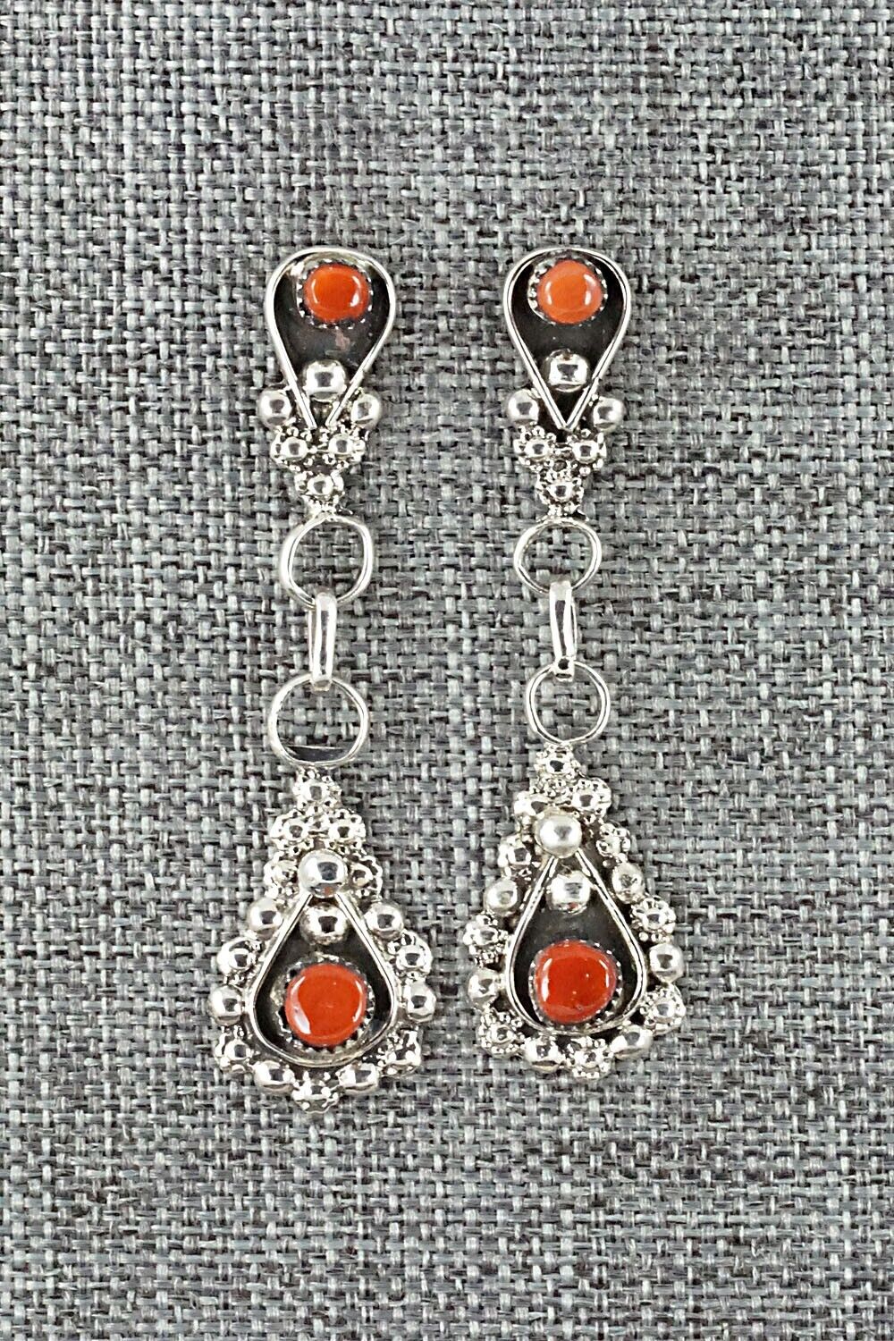 Coral & Sterling Silver Earrings - Verdie Booqua