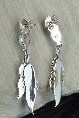 Navajo Turquoise, Coral & Sterling Silver Earrings - Annie Spencer