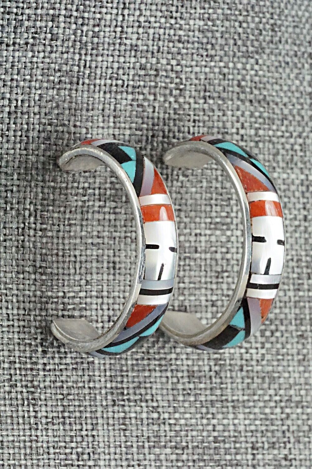 Multi Stone Inlay & Sterling Silver Earrings - Delberta Boone