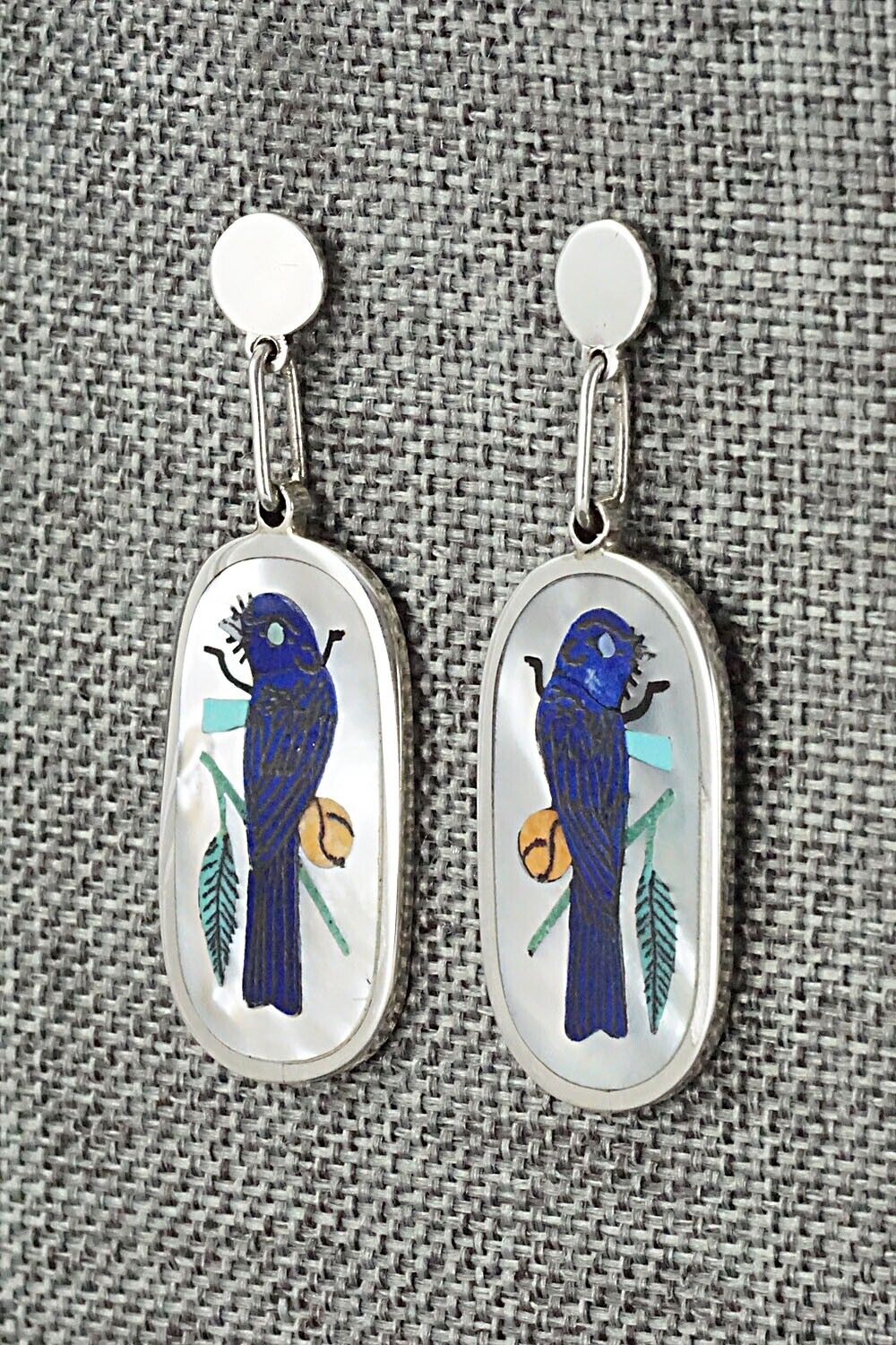Multi Stone & Sterling Silver Inlay Pendant and Earrings Set - Harlan Coonsis