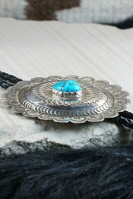 Navajo Turquoise & Sterling Silver Bolo Tie - Carson Blackgoat