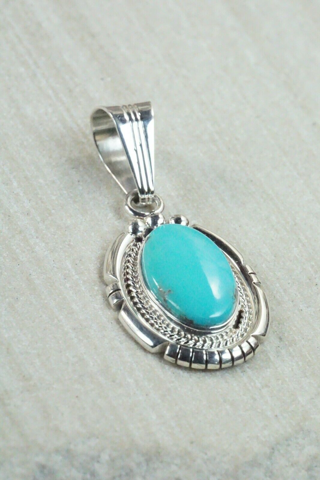 Navajo Turquoise & Sterling Silver Pendant - Samuel Yellowhair