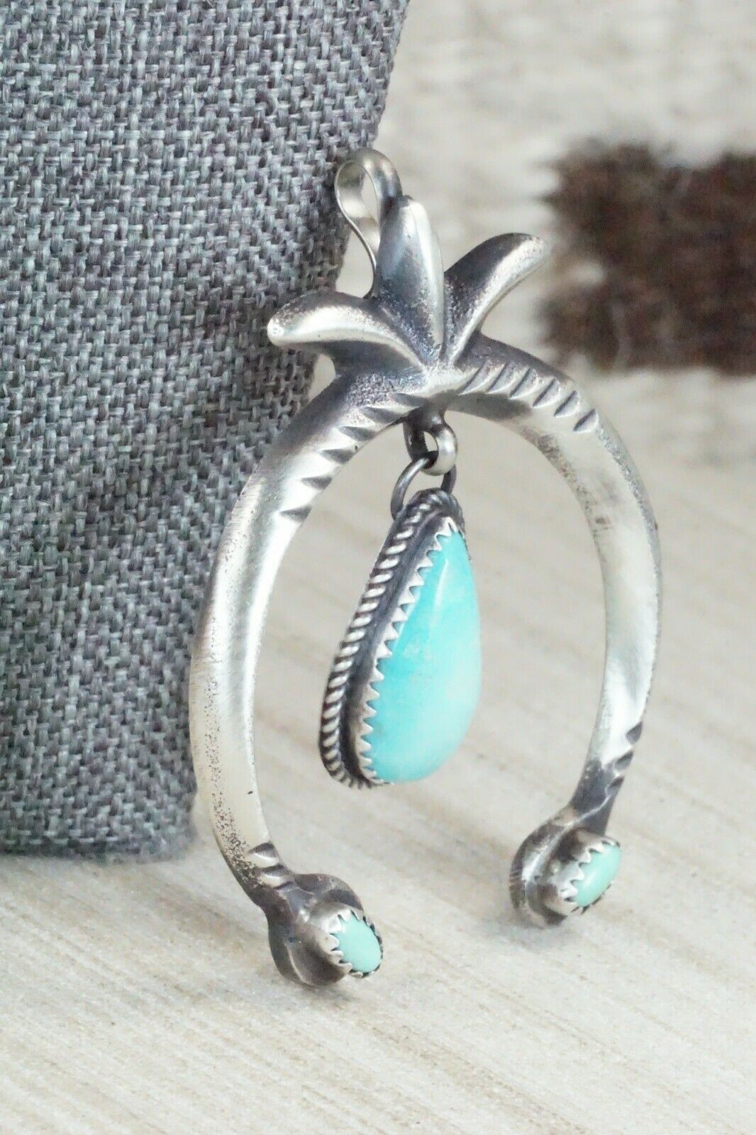 Turquoise and Sterling Silver Pendant - Martha Cayatineto - High Lonesome Trading