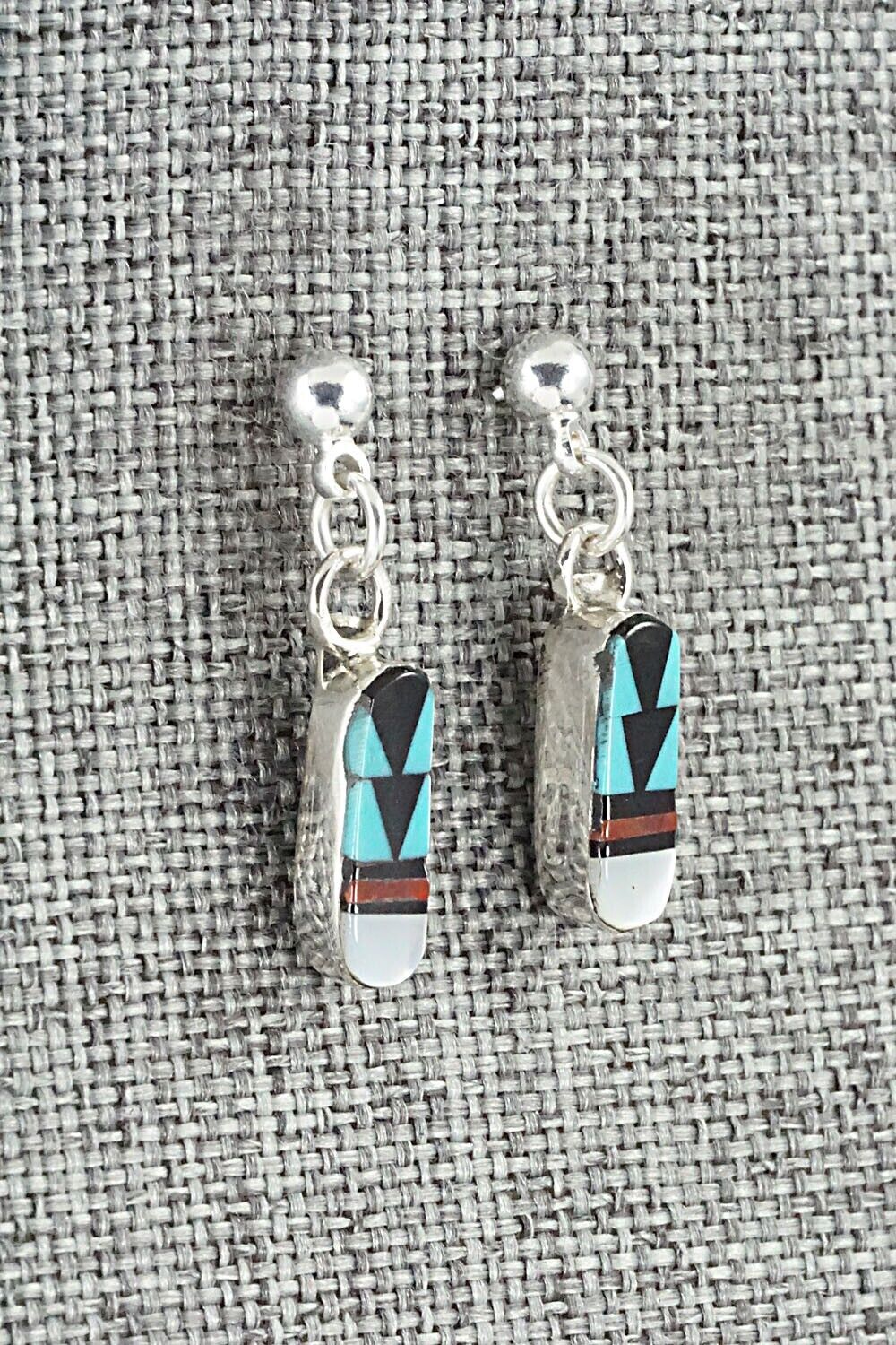 Multi Stone Inlay & Sterling Silver Earrings - Francine Chapito