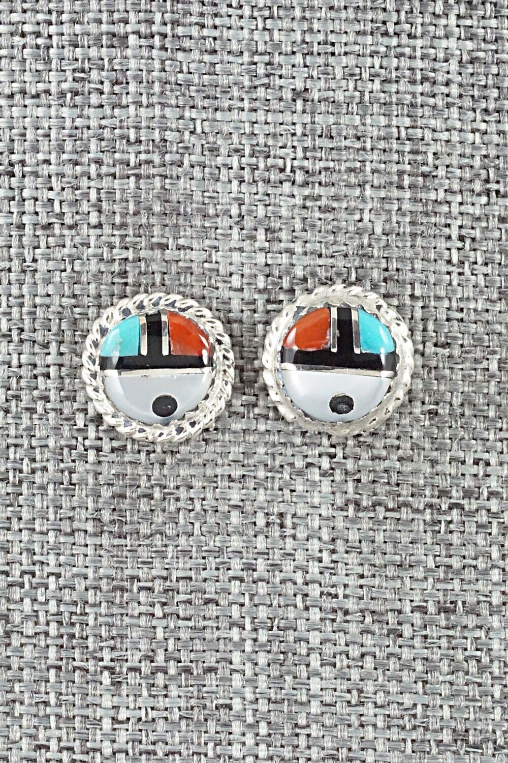 Multi Stone Inlay & Sterling Silver Earrings - Elvira Kiyite