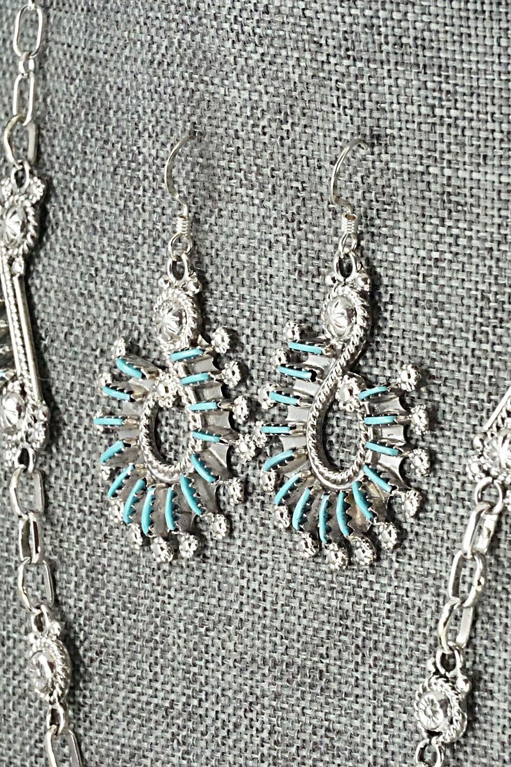 Turquoise & Sterling Silver Necklace Set - Kevin Leekity