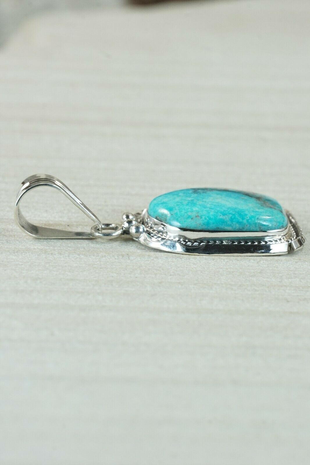 Navajo Turquoise & Sterling Silver Pendant - Samuel Yellowhair
