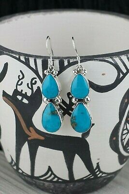 Navajo Turquoise & Sterling Silver Earrings - Irvin Tsosie - High Lonesome Trading