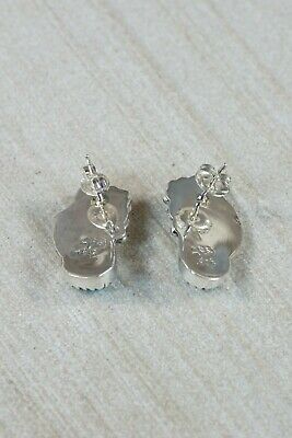 Navajo Turquoise and Sterling Silver Earrings - Etta Larry - High Lonesome Trading