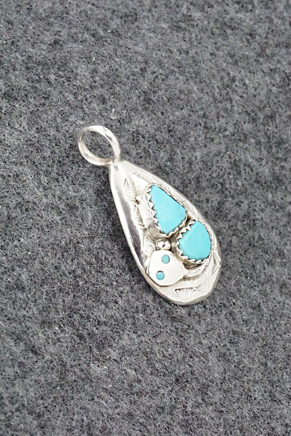 Turquoise and Sterling Silver Pendant - Joy Calavaza