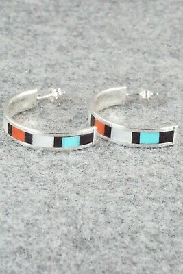 Multi Stone Inlay & Sterling Silver Earrings - Robin Chavez