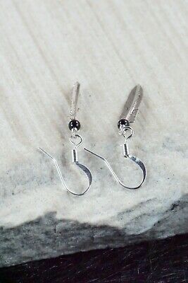 Onyx & Sterling Silver Feather Earrings - Marvin Arviso