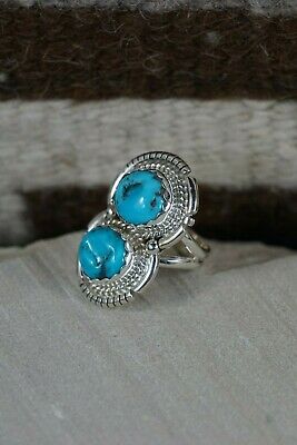Navajo Turquoise and Sterling Silver Ring - Kay Yazzie - Size 7 - High Lonesome Trading