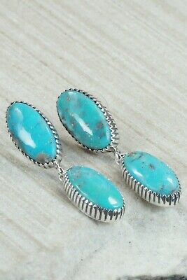 Turquoise & Sterling Silver Earrings - Alvin Joe