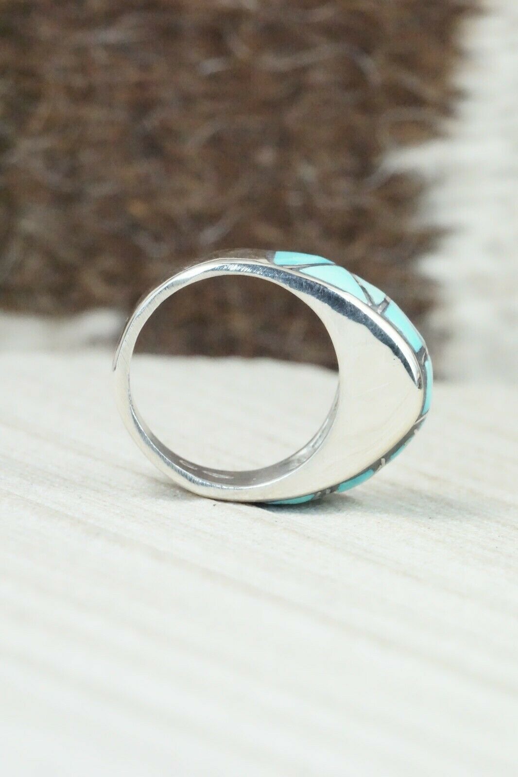 Turquoise & Sterling Silver Ring - Orena Leekya - Size 4.75