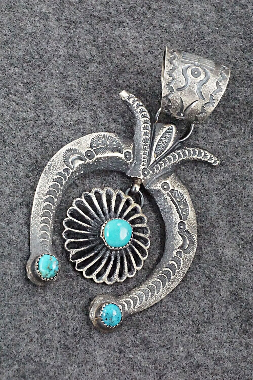 Turquoise and Sterling Silver Naja Pendant - Eva Cayatineto