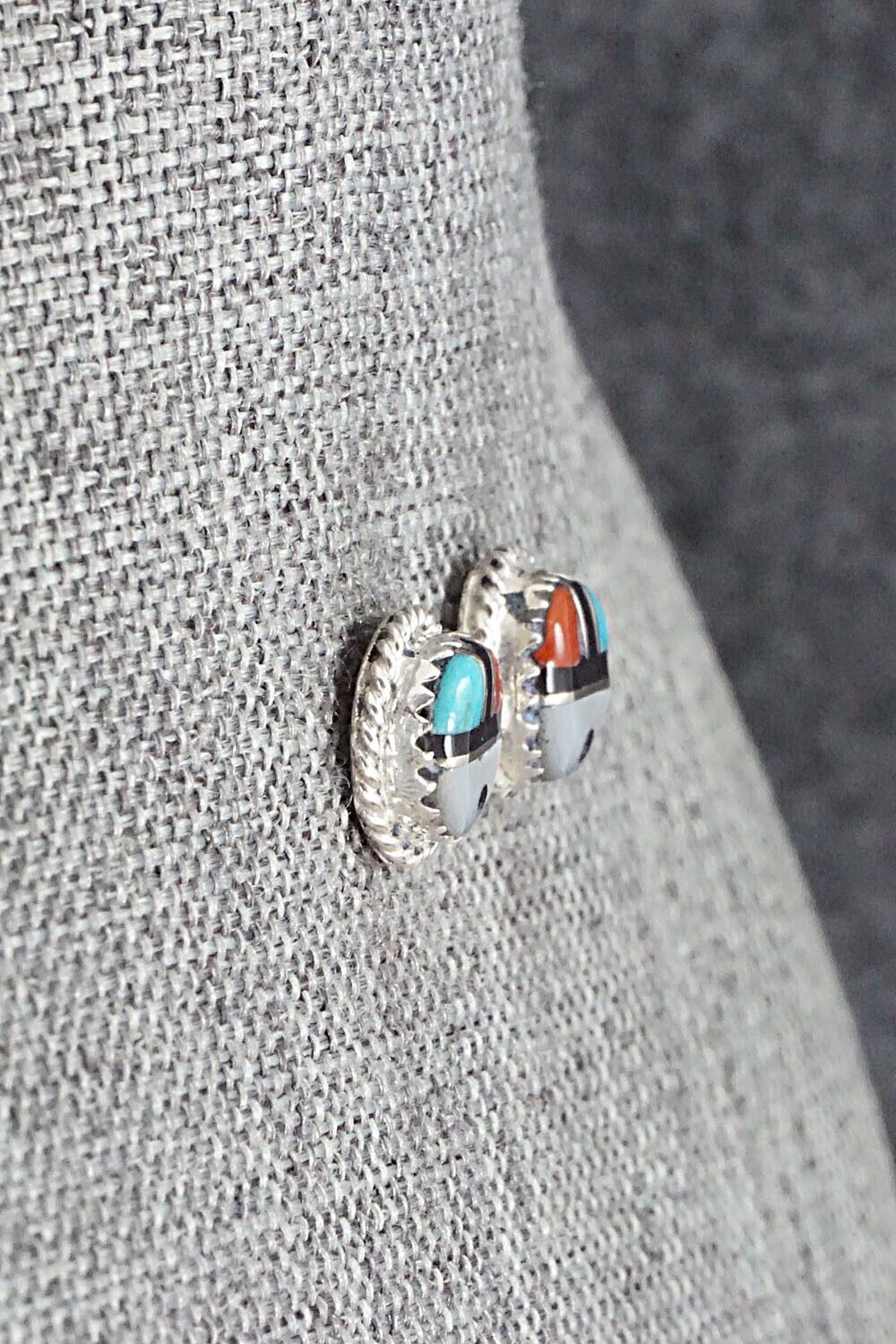 Multi Stone Inlay & Sterling Silver Earrings - Elvira Kiyite