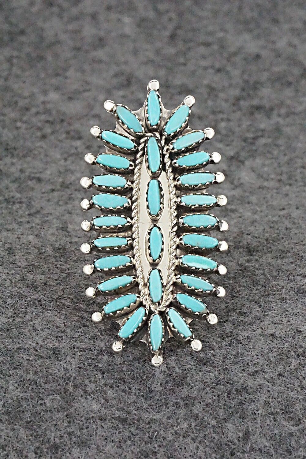 Turquoise & Sterling Silver Ring - Nathaniel Nez - Size 7