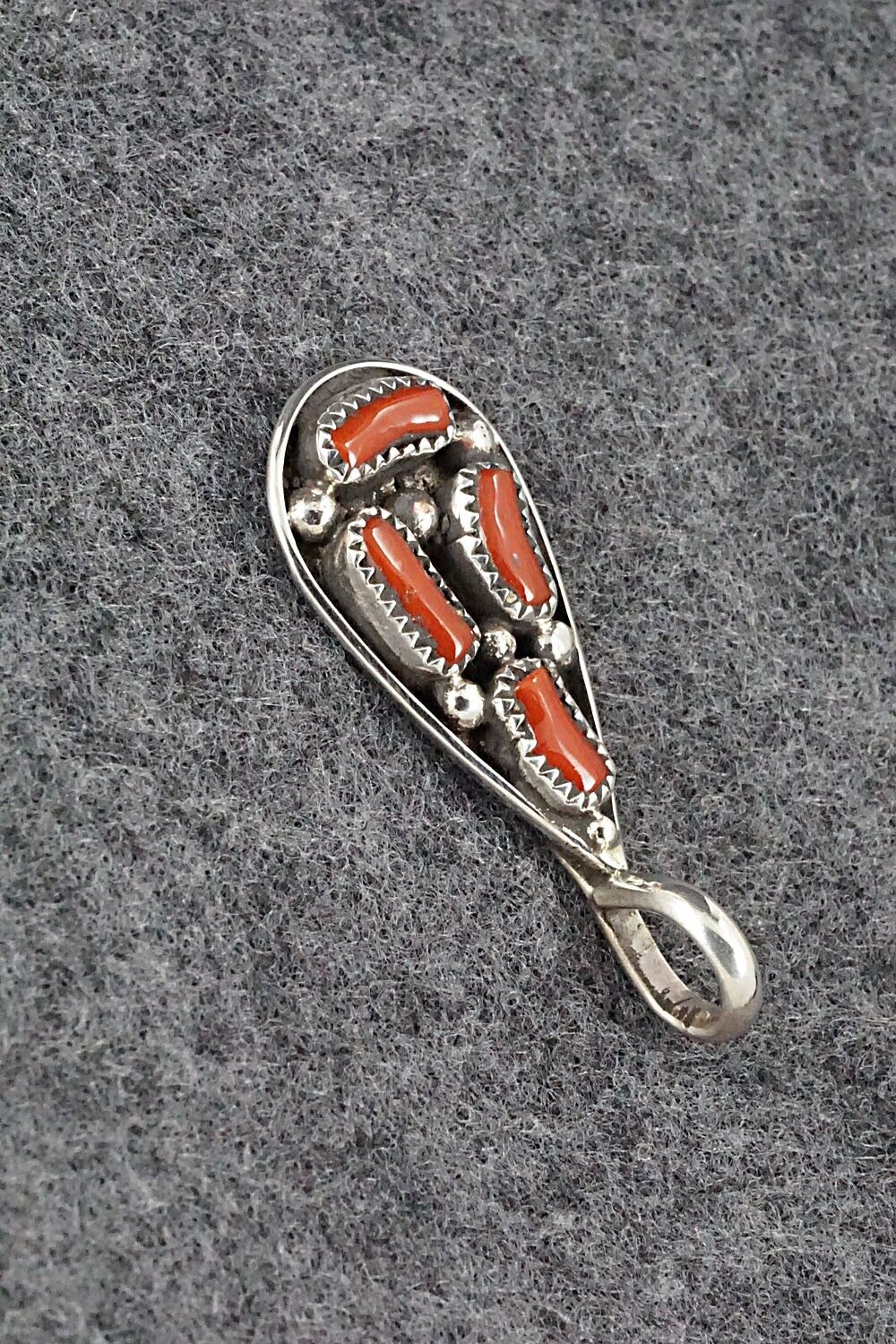 Coral & Sterling Silver Pendant - Priscilla Reeder