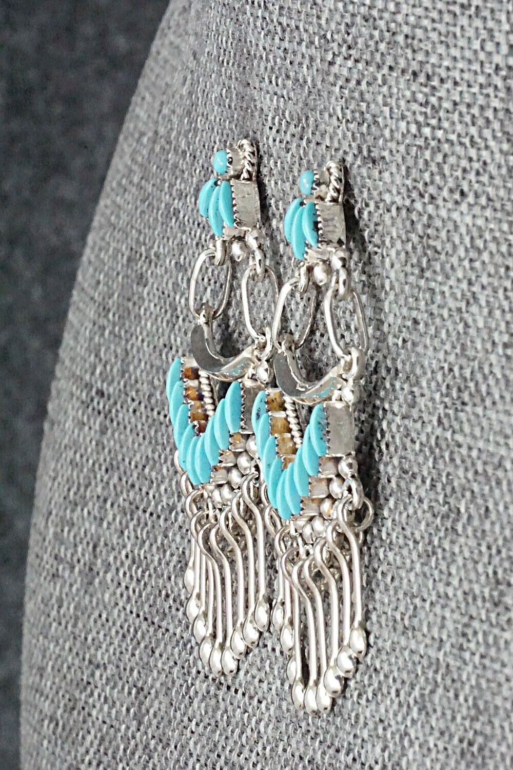 Turquoise & Sterling Silver Earrings - Stewart Nakatewa