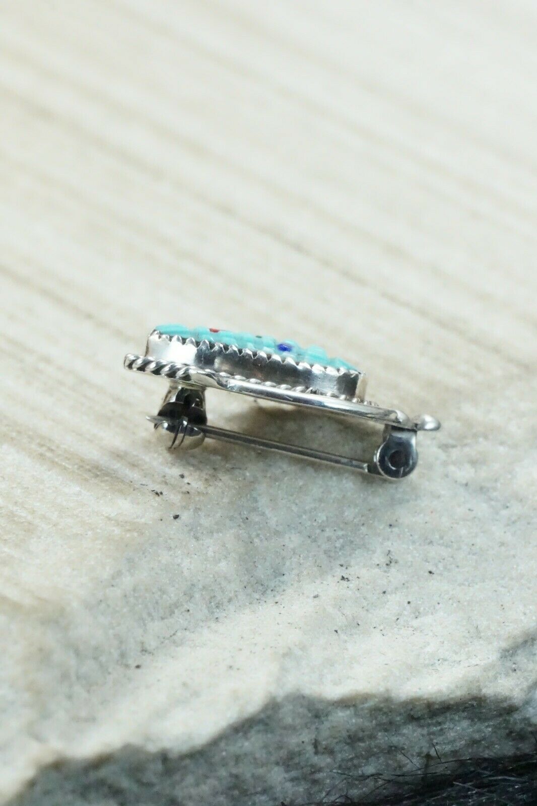 Turquoise & Sterling Silver Pendant/ Pin - Tracy Bowekaty