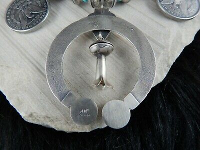Navajo Sterling Silver & Turquoise Squash Blossom & Earrings - James McCabe - High Lonesome Trading