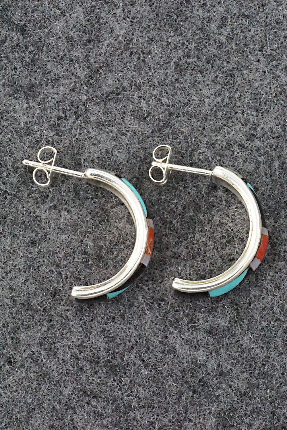 Multi Stone Inlay & Sterling Silver Earrings - Delberta Boone