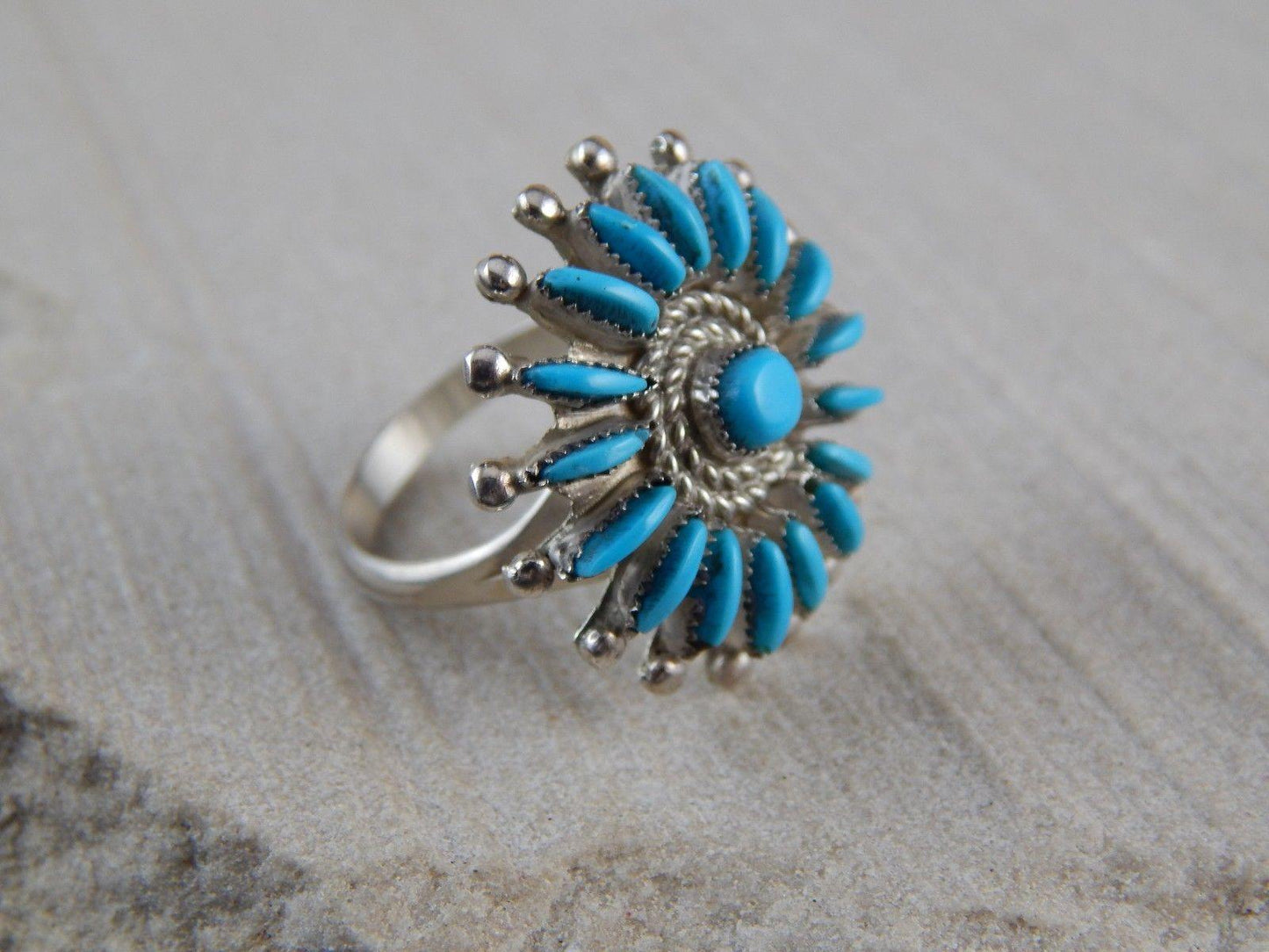 Zuni Sterling Silver & Turquoise Bracelet & Ring - Evangeline Wyaco - High Lonesome Trading