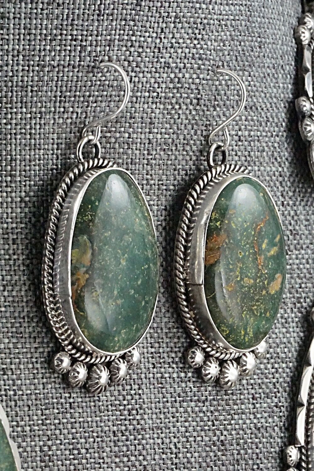 Turquoise & Sterling Silver Necklace and Earrings Set - Annie Hoskie