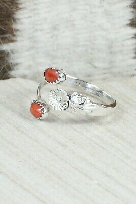 Coral & Sterling Silver Ring - Harris Largo - Size 11