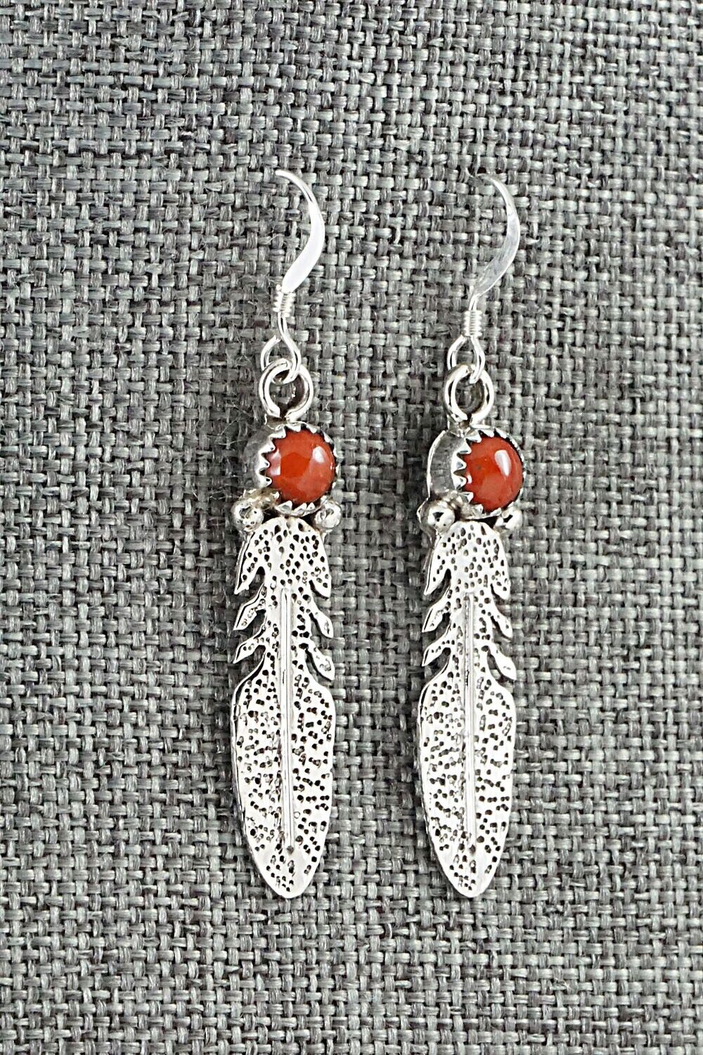 Coral & Sterling Silver Earrings - Rita Largo