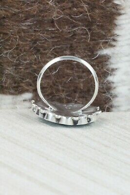 Turquoise & Sterling Silver Inlay Ring - Delbert Soseeah - Size 5.5