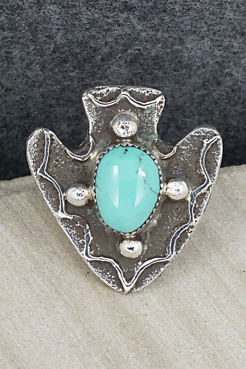 Turquoise & Sterling Silver Ring - Delbert Arviso - Size 8.25