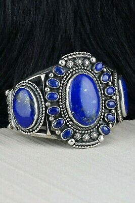 Navajo Lapis & Sterling Silver Bracelet - Myron Etsitty - High Lonesome Trading