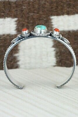 Turquoise, Coral & Sterling Silver Bracelet - Michael Calladitto