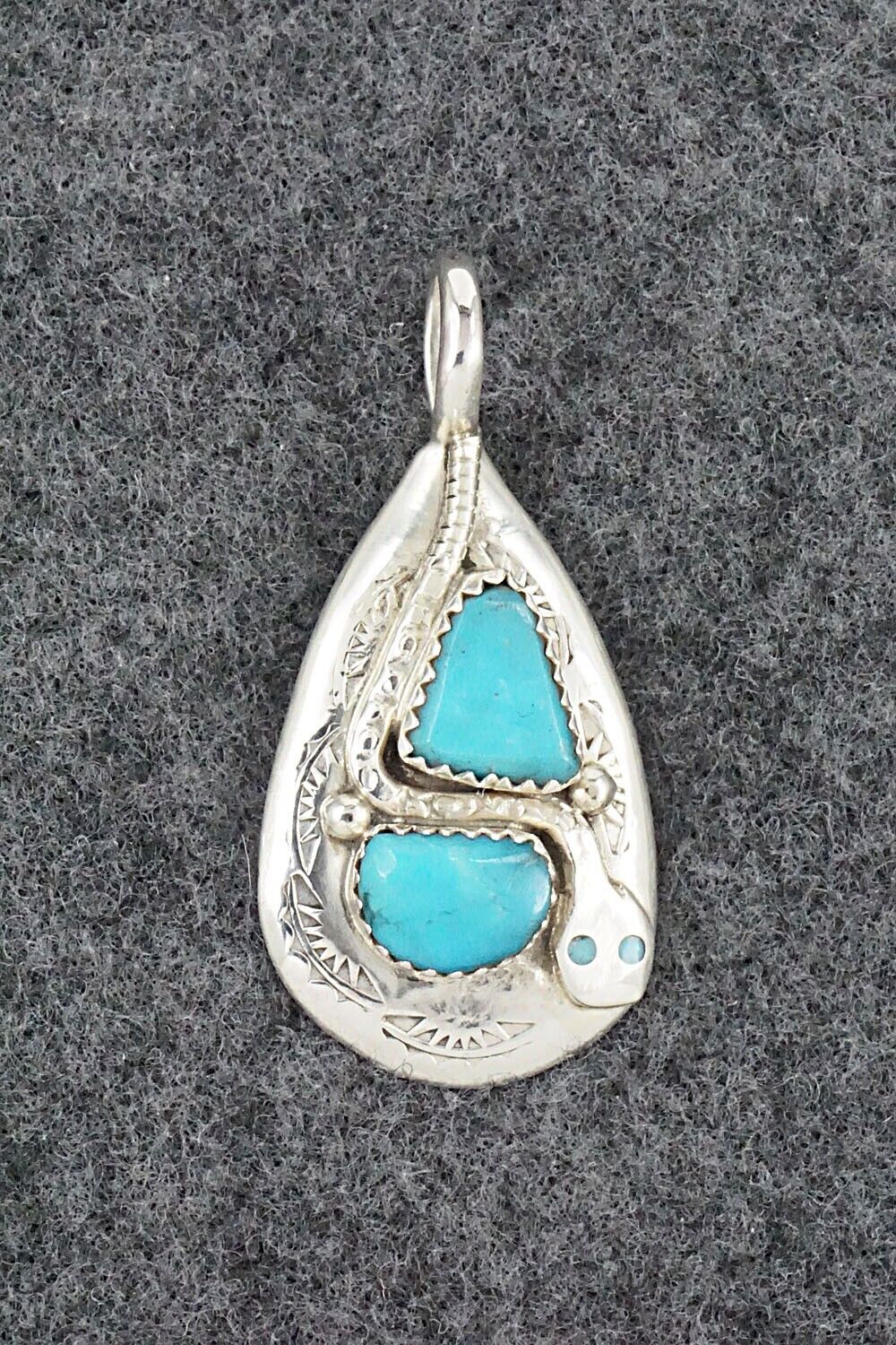 Turquoise and Sterling Silver Pendant - Joy Calavaza