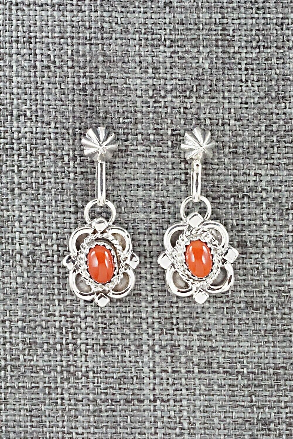 Coral & Sterling Silver Earrings - Sharon McCarthy