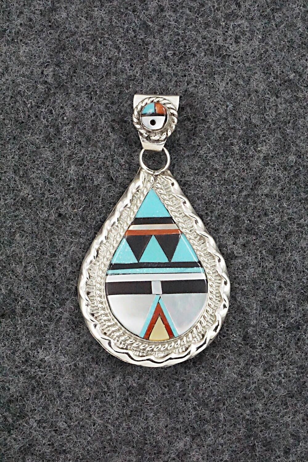 Multi Stone & Sterling Silver Pendant - Lynette Yuselew