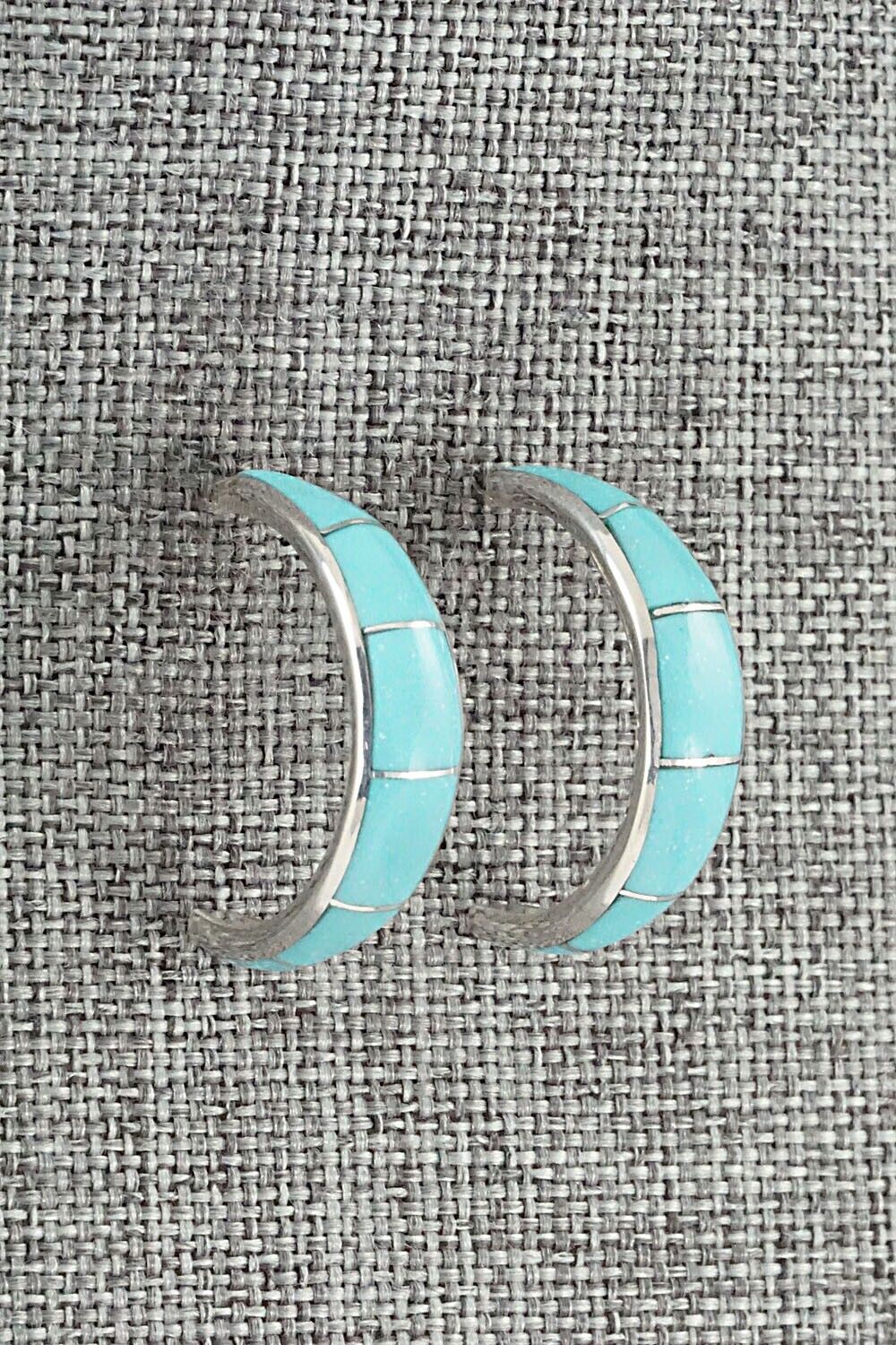 Turquoise & Sterling Silver Earrings - Philbert Chavez